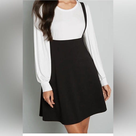 Modcloth Overall Winner Black Skirt with Suspenders - Picture 1 of 4
